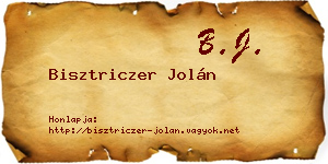 Bisztriczer Jolán névjegykártya